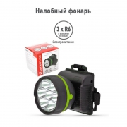 Фонарь налобный 909LED7 (7LED 1 режим; 3хR6 черн.) Ultraflash 11782 11782