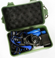 Фонарь налобный E150 (аккум. 220В CREE 3Вт пласт. бокс; черн.) Ultraflash 12188 12188