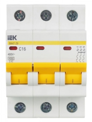 Выключатель автоматический модульный 3п C 16А 4.5кА ВА47-29 ИЭК MVA20-3-016-C MVA20-3-016-C