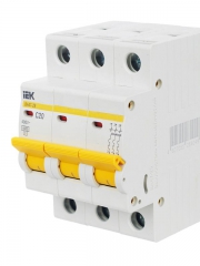 Выключатель автоматический модульный 3п C 20А 4.5кА ВА47-29 ИЭК MVA20-3-020-C MVA20-3-020-C
