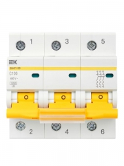 Выключатель автоматический модульный 3п C 100А 10кА ВА47-100 ИЭК MVA40-3-100-C MVA40-3-100-C
