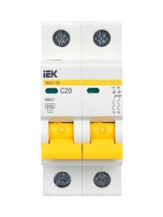 Выключатель автоматический модульный 2п C 20А 4.5кА ВА47-29 ИЭК MVA20-2-020-C MVA20-2-020-C