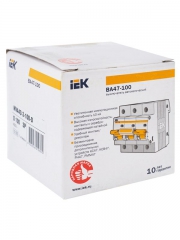 Выключатель автоматический модульный 3п D 100А 10кА ВА47-100 ИЭК MVA40-3-100-D MVA40-3-100-D