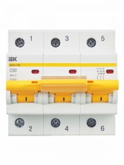 Выключатель автоматический модульный 3п C 50А 10кА ВА47-100 ИЭК MVA40-3-050-C MVA40-3-050-C