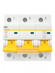 Выключатель автоматический модульный 3п C 63А 10кА ВА47-100 ИЭК MVA40-3-063-C MVA40-3-063-C