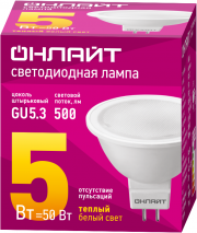 Лампа светодиодная 71 637 OLL-MR16-5-230-3K-GU5.3 5Вт 3000К тепл. бел. GU5.3 350лм 176-264В ОНЛАЙТ 71637 71637