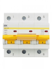 Выключатель автоматический модульный 3п D 63А 10кА ВА47-100 ИЭК MVA40-3-063-D MVA40-3-063-D