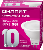 Лампа светодиодная 61 890 OLL-MR16-10-230-4K-GU5.3 10Вт ОНЛАЙТ 61890 61890