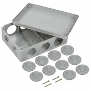 Коробка распаячная ОП 190х140х70 IP55 КМ41244 RAL7035 (10 гермовводов) ИЭК UKO11-190-140-070-K41-55 UKO11-190-140-070-K41-55