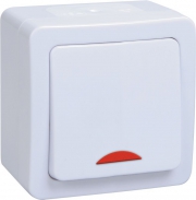 Выключатель 1-кл. ОП ГЕРМЕС PLUS для открытой установки со свет. индик. ВС20-1-1-ГПБ IP54 (цвет клавиши белый) ИЭК EVMP11-K01-10-54-EC EVMP11-K01-10-54-EC