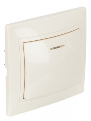 Выключатель 1-кл. СП КВАРТА с инд. 10А IP20 ВС10-1-1-ККм крем. ИЭК EVK11-K33-10-DM EVK11-K33-10-DM