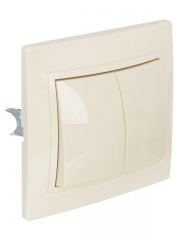 Выключатель 2-кл. СП КВАРТА 10А IP20 ВС10-2-0-ККм крем. ИЭК EVK20-K33-10-DM EVK20-K33-10-DM