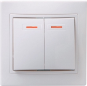 Выключатель 2-кл. СП КВАРТА с инд. 10А IP20 ВС10-2-1-КБ бел. ИЭК EVK21-K01-10-DM EVK21-K01-10-DM