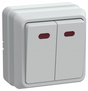 Выключатель 2-кл. ОП ОКТАВА с инд. 10А IP20 ВС20-2-1-ОБ бел. ИЭК EVO21-K01-10-DC EVO21-K01-10-DC