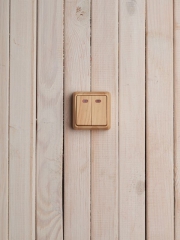 Выключатель 2-кл. ОП ОКТАВА 10А IP20 откр. уст. с индик. сосна ИЭК EVO21-K03-10-DC EVO21-K03-10-DC