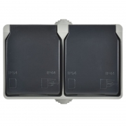 Розетка 2-м ОП Форс РСб22-3-ФСр с защ. крышкой с заземл. IP54 ИЭК ERS22-K03-16-54-DC ERS22-K03-16-54-DC