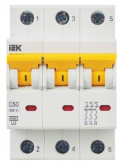 Выключатель автоматический модульный 3п C 50А 6кА ВА47-60M IEK MVA31-3-050-C MVA31-3-050-C