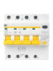 Выключатель авт. дифф. тока 4п C 25А 30мА тип AC 4.5кА АД-14 6.5мод IEK MAD10-4-025-C-030 MAD10-4-025-C-030