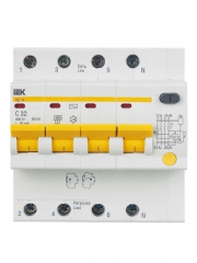 Выключатель авт. дифф. тока 4п C 32А 30мА тип AC 4.5кА АД-14 6.5мод IEK MAD10-4-032-C-030 MAD10-4-032-C-030