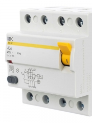 Выключатель дифф. тока (УЗО) 4п 40А 30мА тип AC ВД1-63 IEK MDV10-4-040-030 MDV10-4-040-030