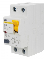 Выключатель дифф. тока (УЗО) 2п 50А 30мА тип AC ВД1-63 IEK MDV10-2-050-030 MDV10-2-050-030