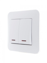 Механизм выключателя 2-кл. 1п СП Karina 10А IP20 с подсветкой бел. LEZARD 707-0288-112 707-0288-112