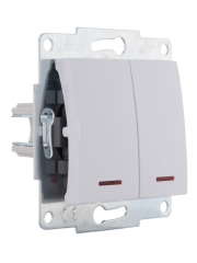 Механизм выключателя 2-кл. 1п СП Karina 10А IP20 с подсветкой бел. LEZARD 707-0288-112 707-0288-112