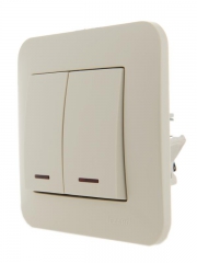 Механизм выключателя 2-кл. 1п СП Karina 10А IP20 с подсветкой крем. LEZARD 707-0388-112 707-0388-112