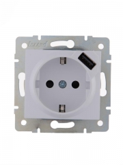 Механизм розетки 1-м СП Karina 16А с заземл. + USB разъем бел. LEZARD 707-0288-181 707-0288-181