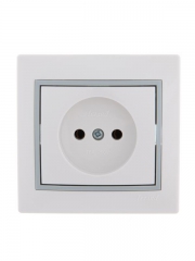 Розетка 1-м СП Mira 16А IP20 без заземл. с сер. вставкой керамика бел. LEZARD 701-0215-121 701-0215-121