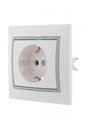 Розетка 1-м СП Mira 16А IP20 с заземл. с сер. вставкой керамика бел. LEZARD 701-0215-122 701-0215-122