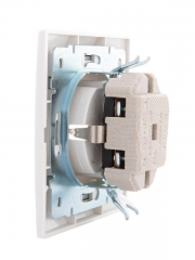 Розетка 1-м СП Mira 16А IP20 с заземл. с сер. вставкой керамика бел. LEZARD 701-0215-122 701-0215-122