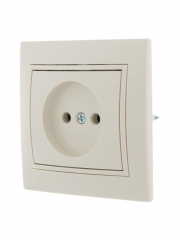 Розетка 1-м СП Mira 16А IP20 без заземл. со вставкой керамика крем. LEZARD 701-0303-121 701-0303-121