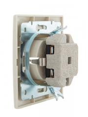 Розетка 1-м СП Mira 16А IP20 с заземл. со вставкой керамика крем. LEZARD 701-0303-122 701-0303-122