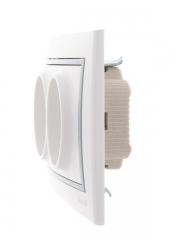 Розетка 2-м СП Mira 16А IP20 без заземл. с сер. вставкой керамика бел. LEZARD 701-0215-128 701-0215-128