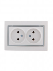 Розетка 2-м СП Mira 16А IP20 без заземл. с сер. вставкой керамика бел. LEZARD 701-0215-128 701-0215-128