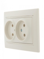 Розетка 2-м СП Mira 16А IP20 без заземл. со вставкой керамика крем. LEZARD 701-0303-128 701-0303-128