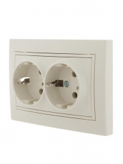 Розетка 2-м СП Mira 16А IP20 с заземл. со вставкой керамика крем. LEZARD 701-0303-127 701-0303-127