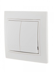 Выключатель 2-кл. СП Mira 10А IP20 с бел.вставкой бел. LEZARD 701-0202-101 701-0202-101