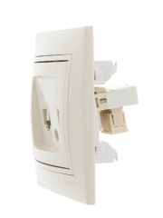 Розетка компьютерная + телефонная 2-м СП Mira RJ45 + RJ11 крем./крем.. LEZARD 701-0303-143 701-0303-143