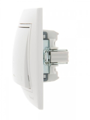 Переключатель проходной 1-кл. СП Mira 10А IP20 с бел.вставкой бел. LEZARD 701-0202-105 701-0202-105