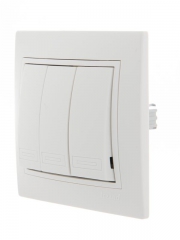 Выключатель 3-кл. СП Mira 10А IP20 с бел.вставкой бел. LEZARD 701-0202-109 701-0202-109