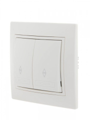 Переключатель проходной 2-кл. СП Mira 10А IP20 с бел.вставкой бел. LEZARD 701-0202-106 701-0202-106