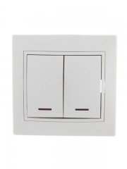 Выключатель 2-кл. СП Mira 10А IP20 с подсветкой с бел. вставкой бел. LEZARD 701-0202-112 701-0202-112