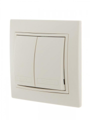 Выключатель 2-кл. СП Mira 10А IP20 со вставкой крем. LEZARD 701-0303-101 701-0303-101
