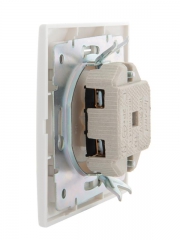 Розетка 1-м СП Mira 16А IP20 без заземл. с бел. вставкой керамика бел. LEZARD 701-0202-121 701-0202-121
