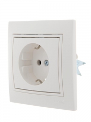 Розетка 1-м СП Mira 16А IP20 с заземл. с бел. вставкой керамика бел. LEZARD 701-0202-122 701-0202-122