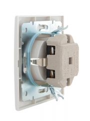 Розетка 1-м СП Mira 16А IP20 с заземл. с бел. вставкой керамика бел. LEZARD 701-0202-122 701-0202-122