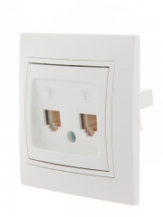 Розетка телефонная 2-м СП Mira RJ11 бел./бел. LEZARD 701-0202-138 701-0202-138