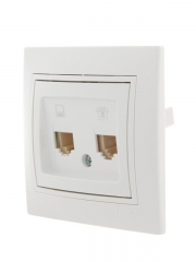 Розетка компьютерная + телефонная 2-м СП Mira RJ45 + RJ11 бел./бел. LEZARD 701-0202-143 701-0202-143